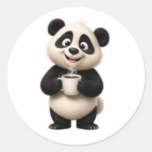 Cute Panda Coffee Lover Sticker Design