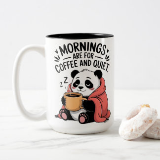 Cute Panda Coffee Quiet Mornings Cosy Introvert Two-Tone Coffee Mug