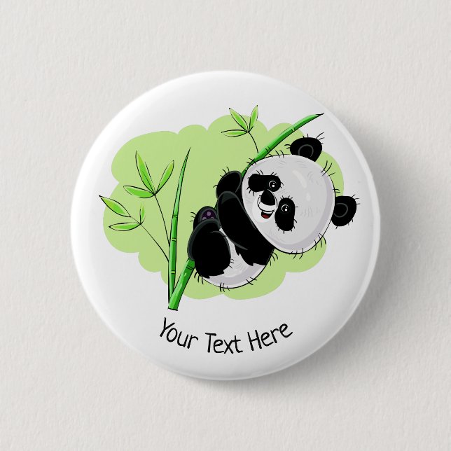 Cute Panda custom text button (Front)