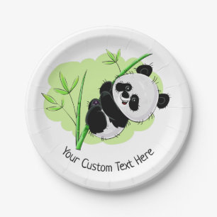 Cute Panda custom text paper plates