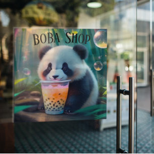  Cute Panda drinking bubble tea, boba tea