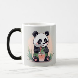 Cute Panda drinking bubble tea, boba tea Magic Mug