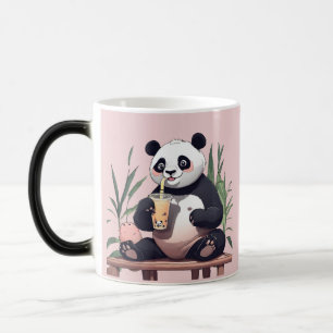 Cute Panda drinking bubble tea, boba tea Magic Mug