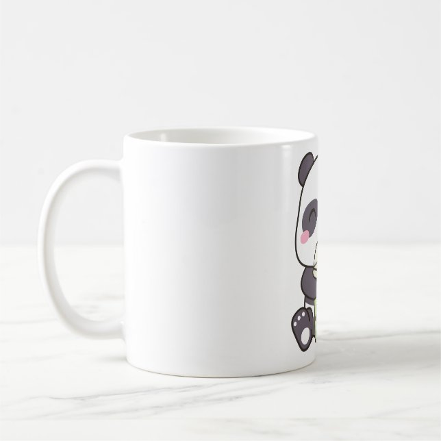 Cute Panda Drinking Matcha Bubble Tea Coffee Mug (Left)