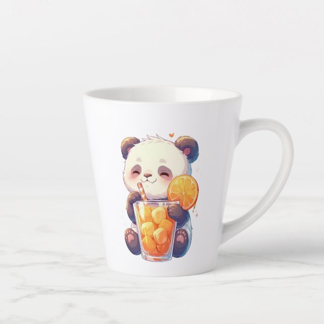 Cute Panda Drinking Orange Juice Mug | Kawaii Pand (Right)