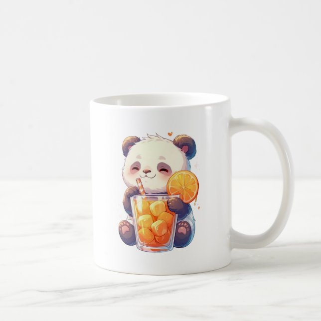 Cute Panda Drinking Orange Juice Mug | Kawaii Pand (Right)
