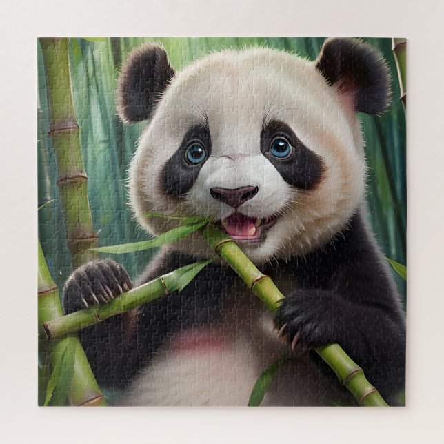 Cute Panda Eating Bamboo Jigsaw Puzzle (Vertical)