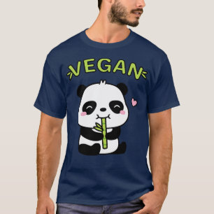 Cute Panda Eating Bamboo Shoot Vegan T-Shirt