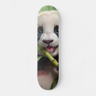 Cute Panda Eating Bamboo Skateboard
