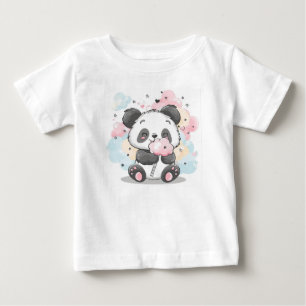 Cute Panda Eating Cotton Candy Kawaii Cartoon Baby T-Shirt