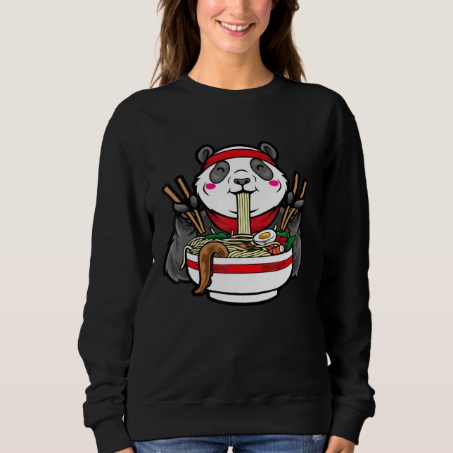 Cute Panda Eating Noodles Sweatshirt (Front)