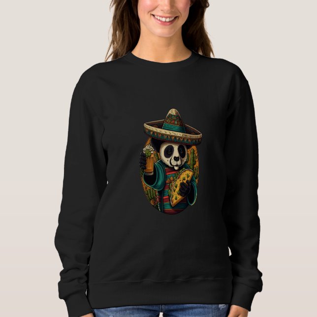 Cute Panda Eating Tacos Mexican Panda Bear Taco Sweatshirt (Front)