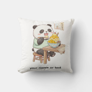 Cute Panda Eating Taiwanese Mango Shaved Ice Foodi Cushion