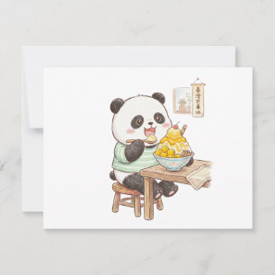 Cute Panda Eating Taiwanese Mango Shaved Ice Foodi RSVP Card