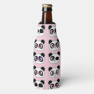 Cute Panda Expression Pink Bottle Cooler