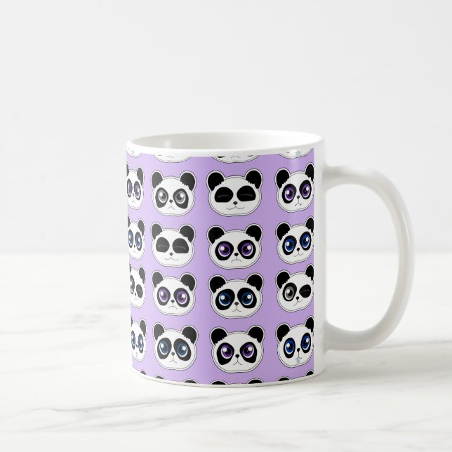 Cute Panda Expression Purple Coffee Mug (Right)