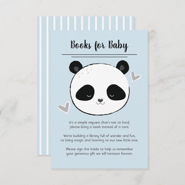 Cute Panda Face Books for Baby Request Invitation (Front/Back)