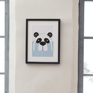 Cute Panda Face Colorblock Poster