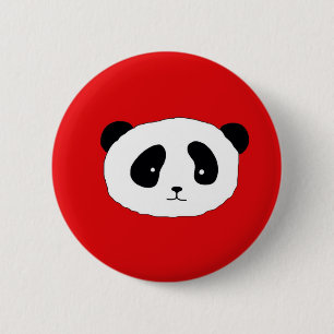 Cute Panda Face pattern red 6 Cm Round Badge
