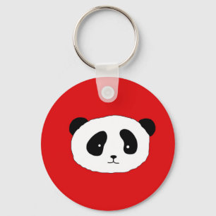 Cute Panda Face pattern red Key Ring
