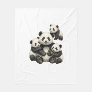 Cute Panda Family Home Decor Throw Blanket