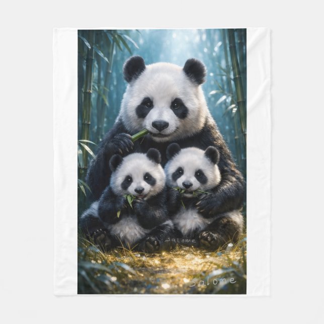 Cute Panda Family Home Decor Throw Blanket (Front)