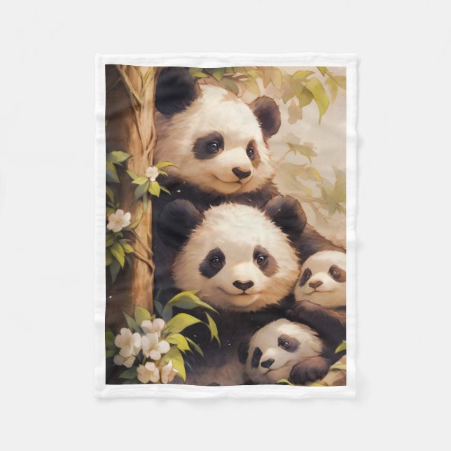Cute Panda Family Trees Blanket (Front)