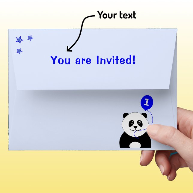 Cute panda first birthday blue envelope (Creator Uploaded)