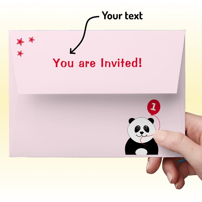 Cute panda first birthday pink envelope (Creator Uploaded)