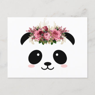 Cute panda floral crown  postcard