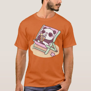 Cute Panda g On Beach Chair With Orange Juice T-Shirt