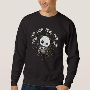 Cute Panda Gamer Pew Pew Boys Gamer Controller Com Sweatshirt