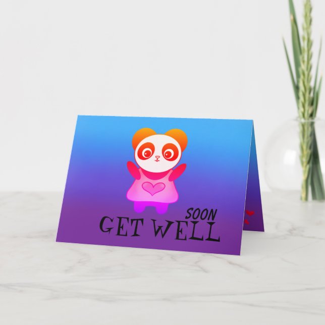 Cute Panda Get Well Love Healing Wish Card (Front)