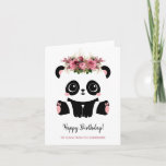 Cute panda girl Happy Birthday  Card<br><div class="desc">Cute panda girl Happy Birthday Greeting Card. Kawaii style black and white panda bear with floral crown. Personalised text.</div>