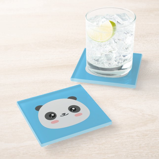 Cute Panda Glass Coaster (Angled)