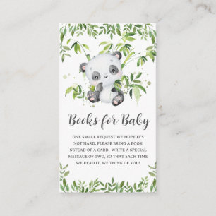 Cute Panda Greenery Baby Shower Books for Baby Enclosure Card