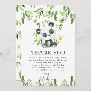 Cute Panda Greenery Baby Shower Gender Neutral Thank You Card