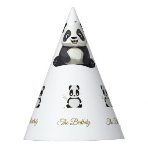 Cute Panda Greenery Bamboo Birthday Party Hat