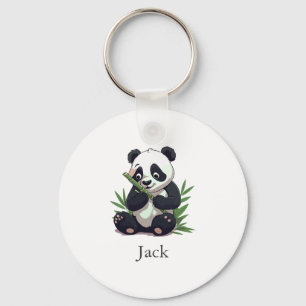 Cute Panda Greenery Bamboo Birthday Party Key Ring