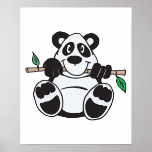 cute panda hanging from branch poster