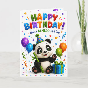 Cute Panda Happy Birthday Card   Adorable Birthday