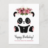 Cute panda Happy Birthday personalised 