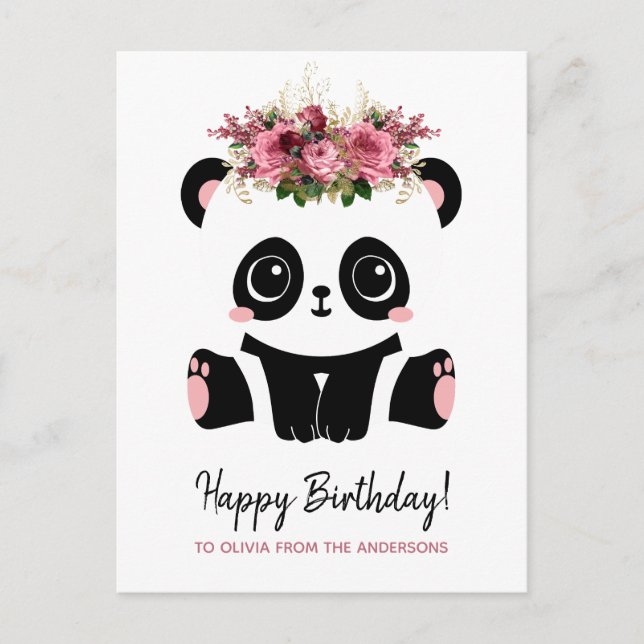 Cute panda Happy Birthday personalised  Postcard (Front)
