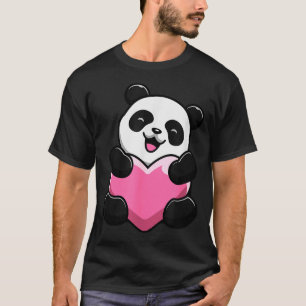 Cute Panda Holding A Heart - Valentines Day - Clic T-Shirt