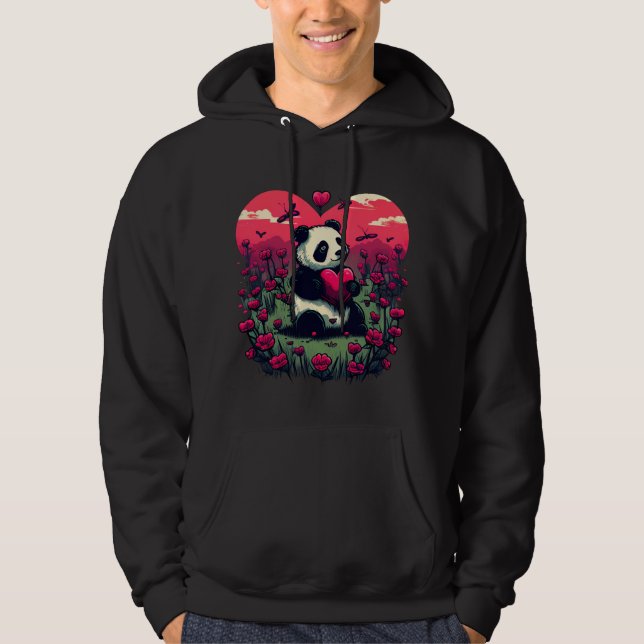 Cute Panda Holding Heart - Valentine's Day Gift Hoodie (Front)