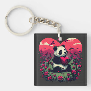 Cute Panda Holding Heart - Valentine's Day Gift Key Ring