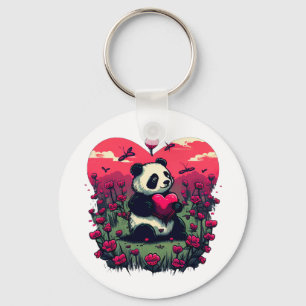 Cute Panda Holding Heart - Valentine's Day Gift Key Ring