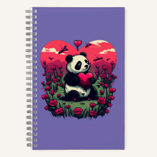 Cute Panda Holding Heart - Valentine's Day Gift Notebook