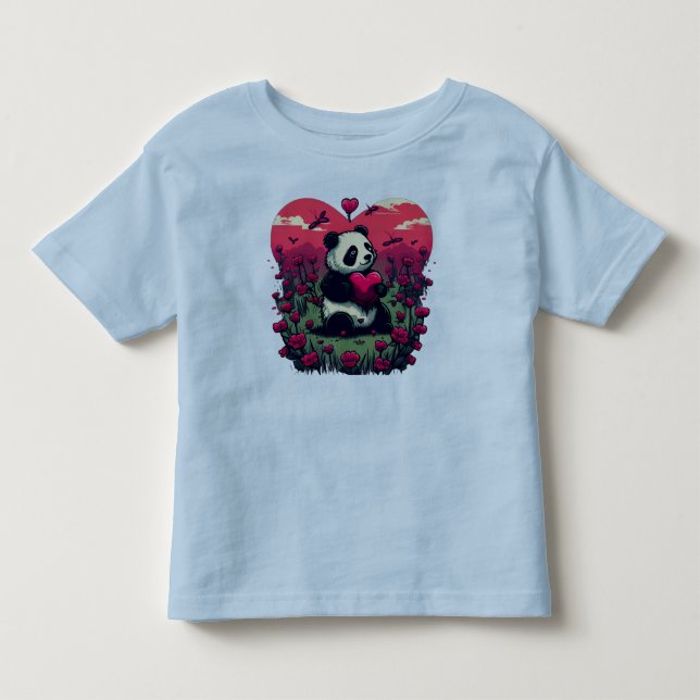 Cute Panda Holding Heart - Valentine's Day Gift Toddler T-Shirt (Front)