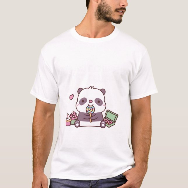 Cute Panda I Am Not Chubby Just Fluffy Funny T-Shirt (Front)